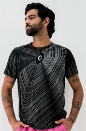 Playera Hombre Clasica Ondas Negra