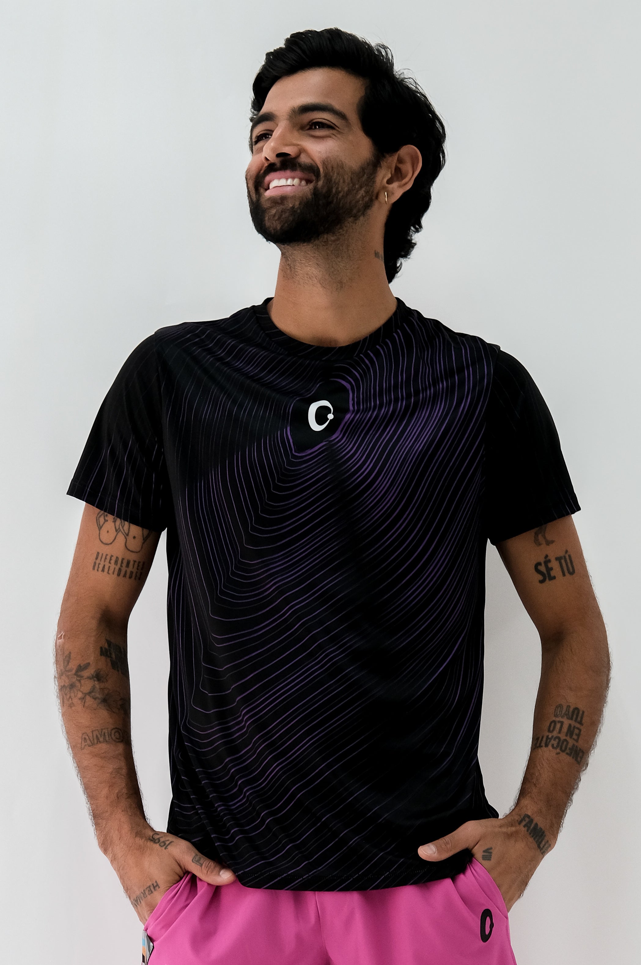 Playera Hombre Clasica Ondas Moradas