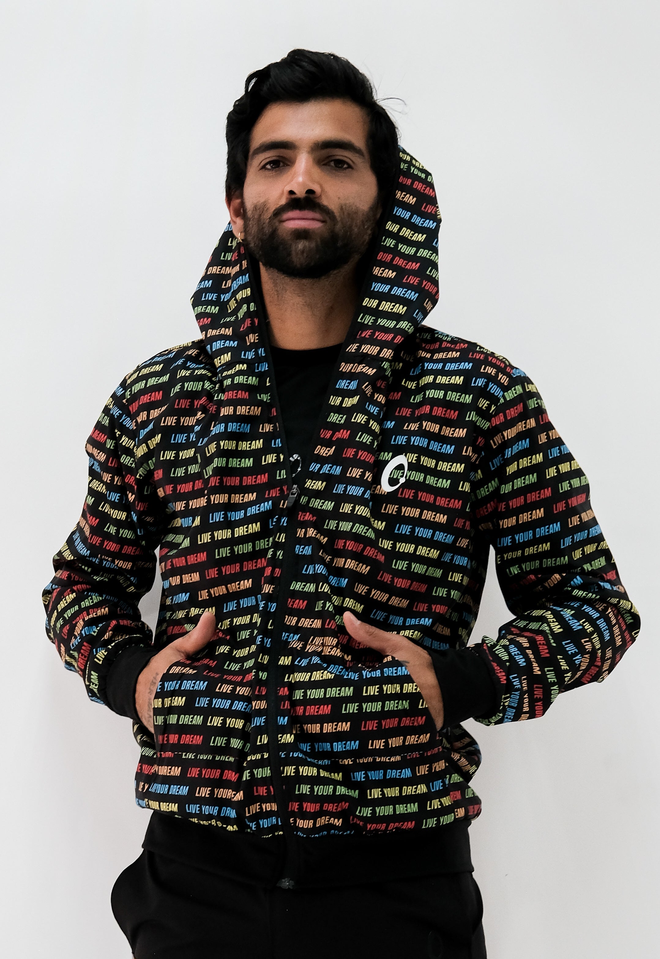 Chamarra con gorro hombre live your dream