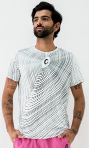 Playera Hombre Clasica Ondas Blanca