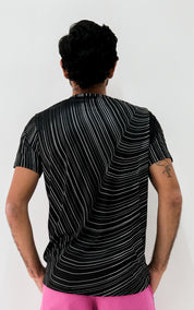 Playera Hombre Clasica Ondas Negra