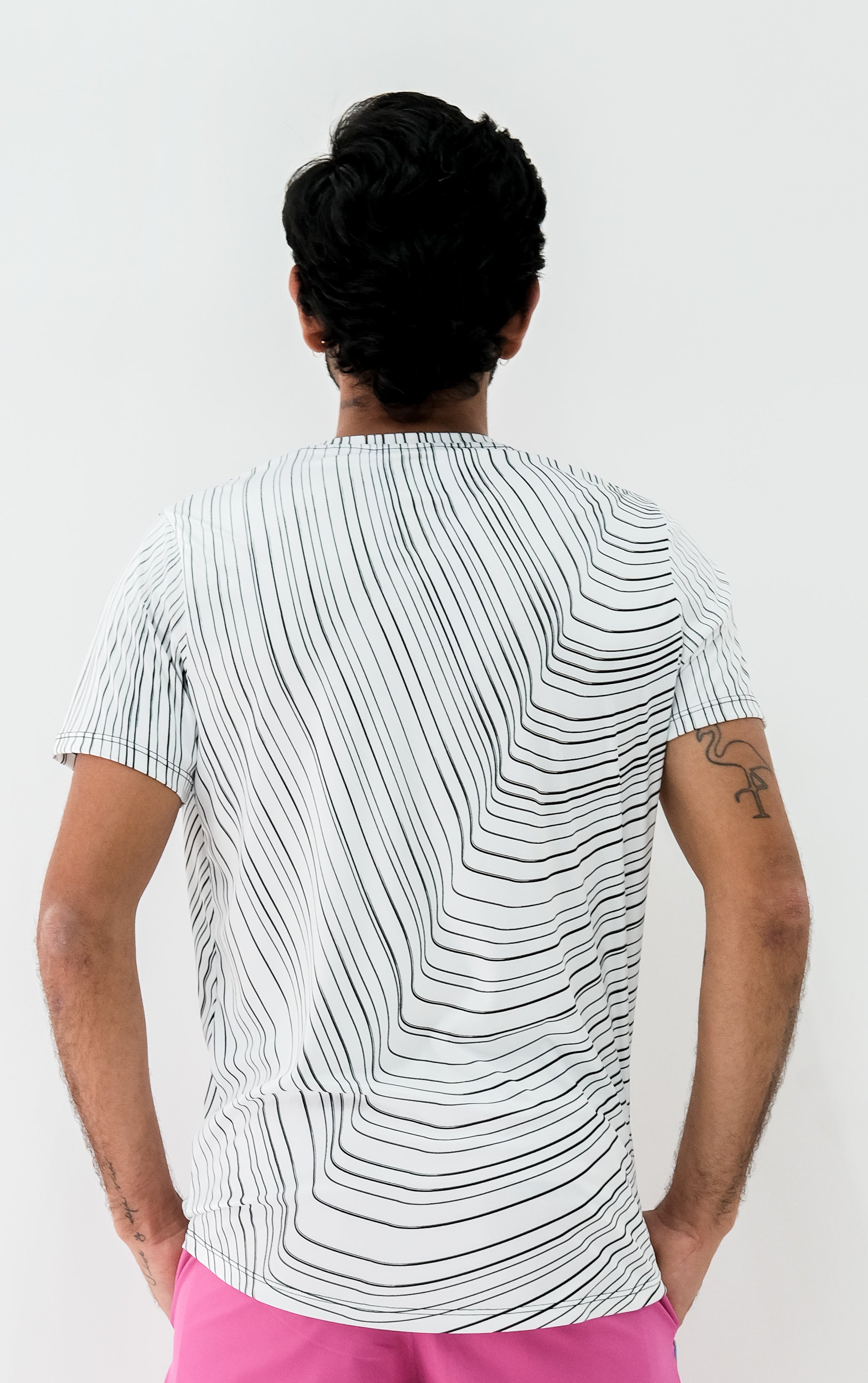 Playera Hombre Clasica Ondas Blanca