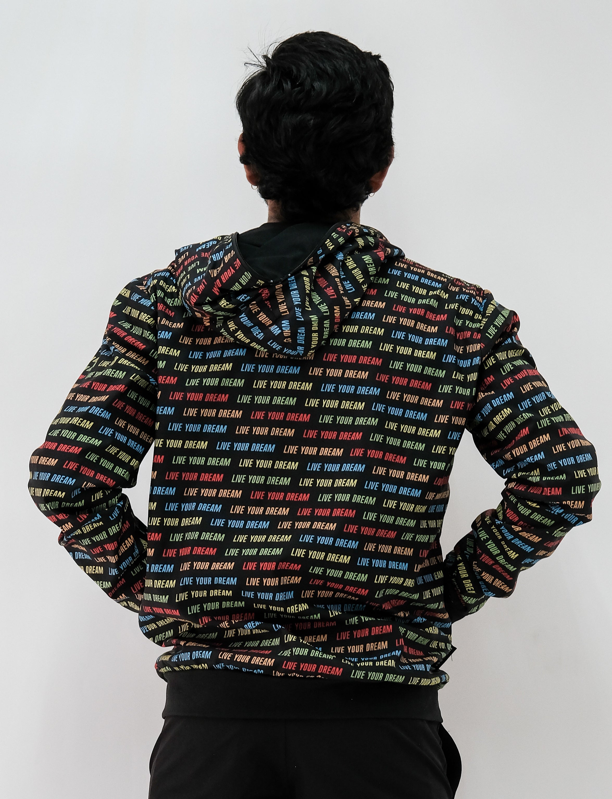 Chamarra con gorro hombre live your dream