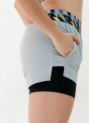 SHORT MUJER CON LICRA GRIS RECICLADA