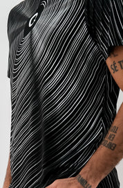 Playera Hombre Clasica Ondas Negra