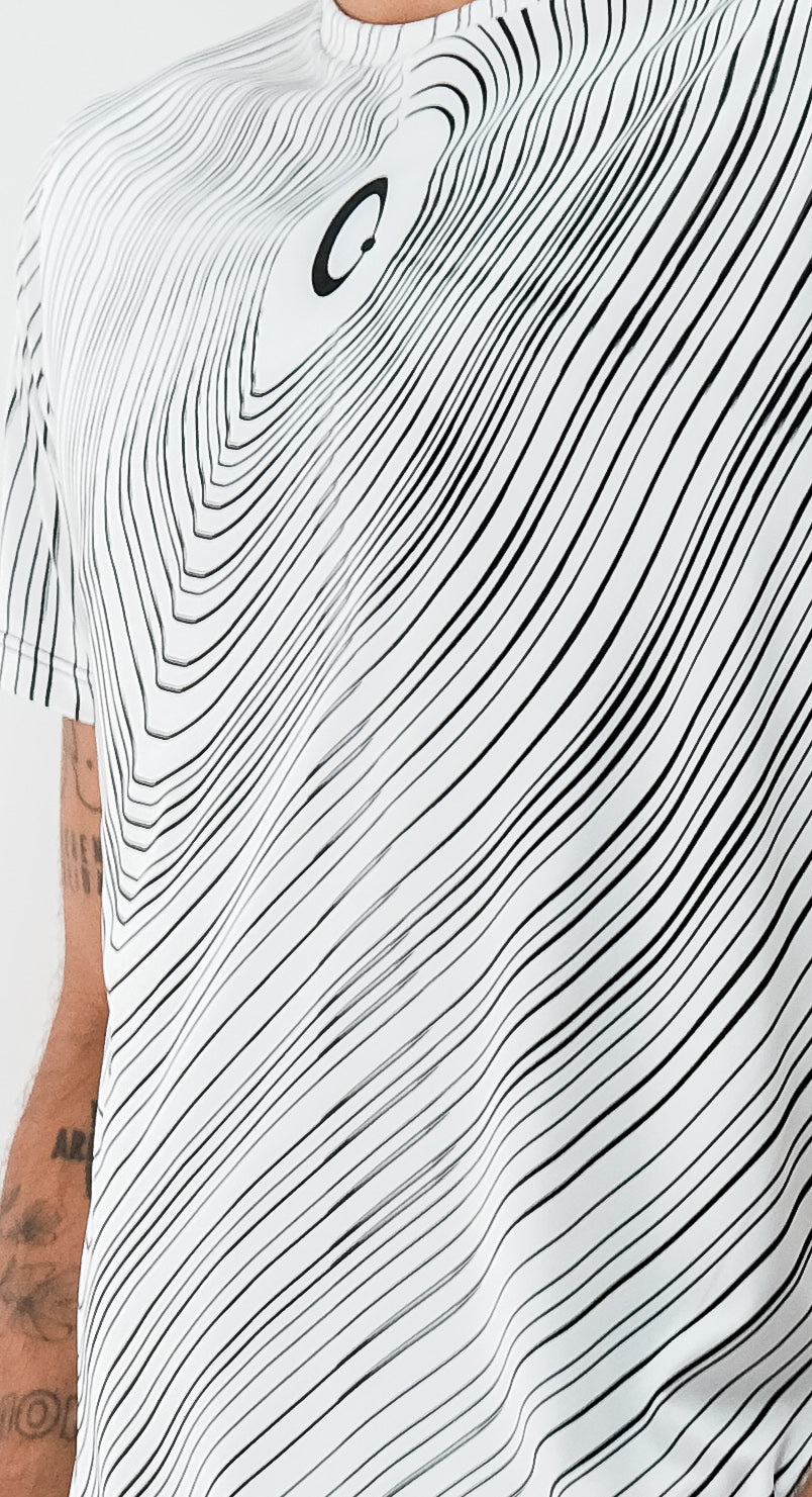 Playera Hombre Clasica Ondas Blanca