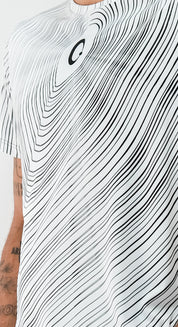 Playera Hombre Clasica Ondas Blanca