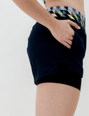 SHORT MUJER CON LICRA NEGRO RECICLADA