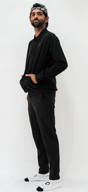 Chamarra Bomber Hombre Negra