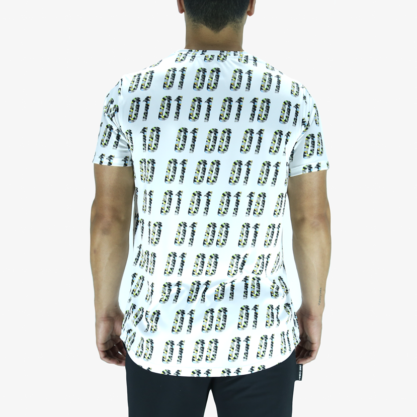 Playera Hombre Corte Clásico - Live Your Dream Binario Blanca Reciclada