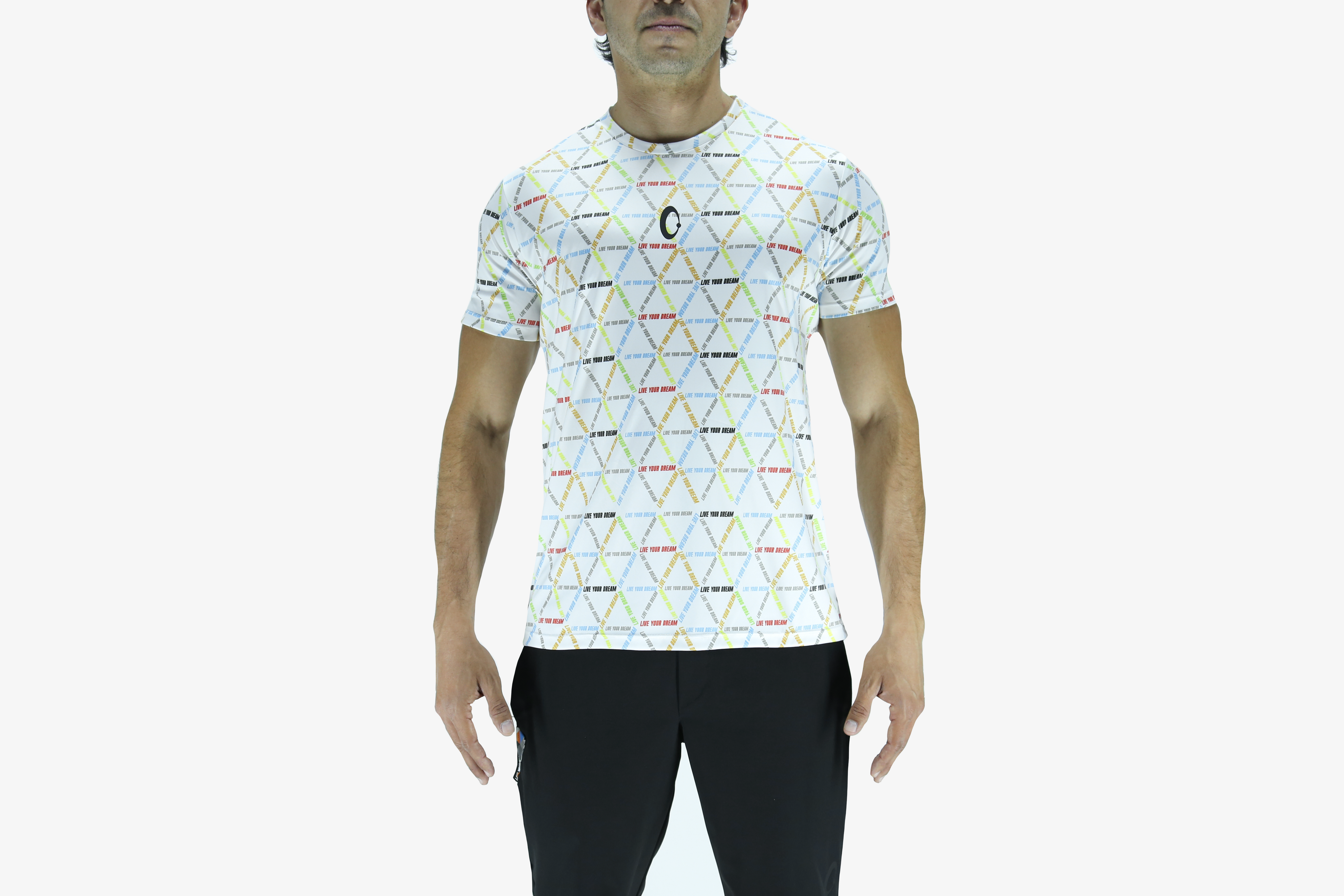 Playera Hombre Clasica Triangulos Live Your Dream Blanca