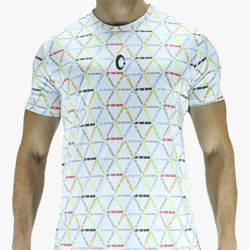 Playera Hombre Clasica Triangulos Live Your Dream Blanca
