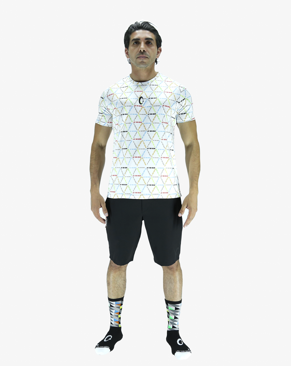 Playera Hombre Clasica Triangulos Live Your Dream Blanca