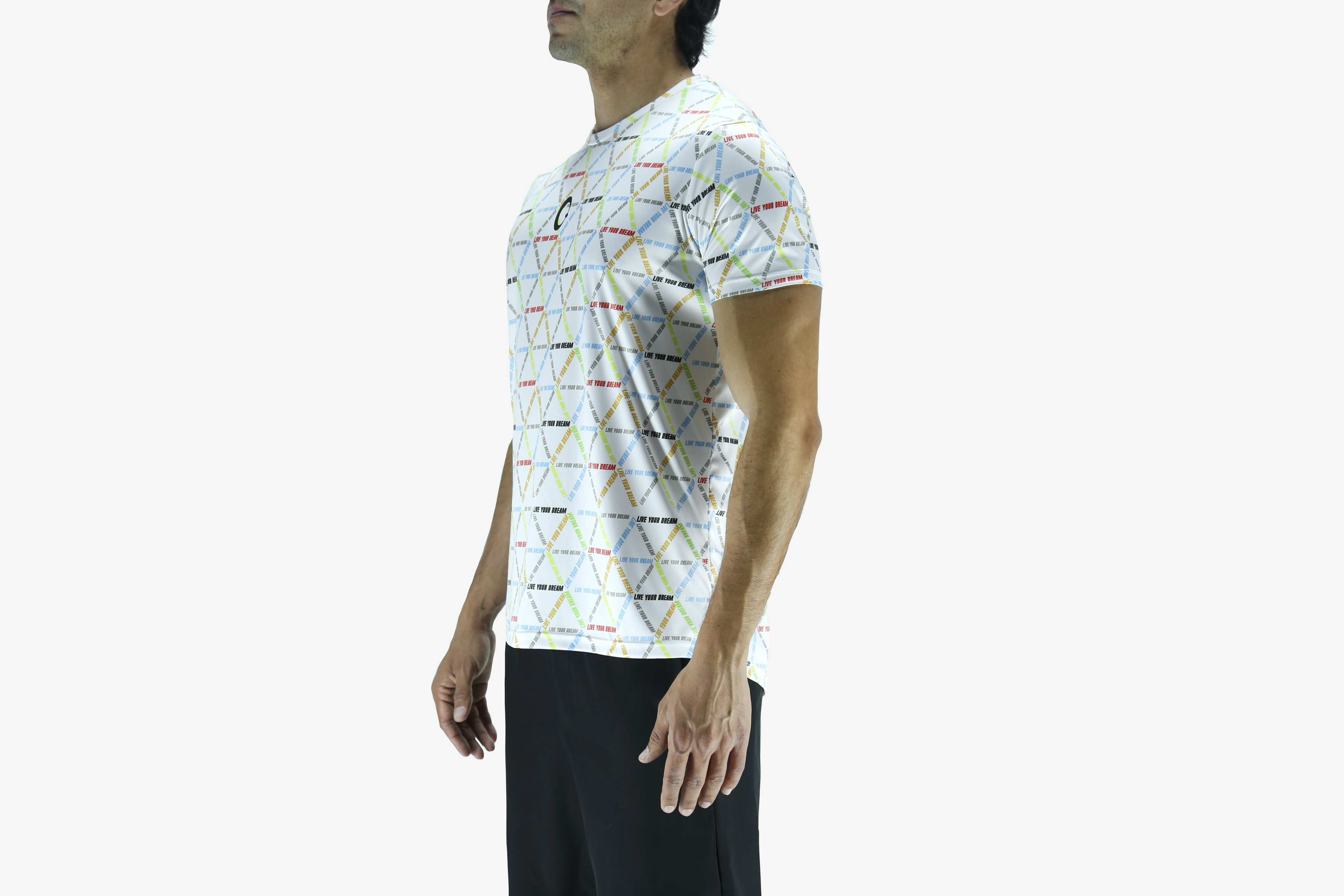 Playera Hombre Clasica Triangulos Live Your Dream Blanca