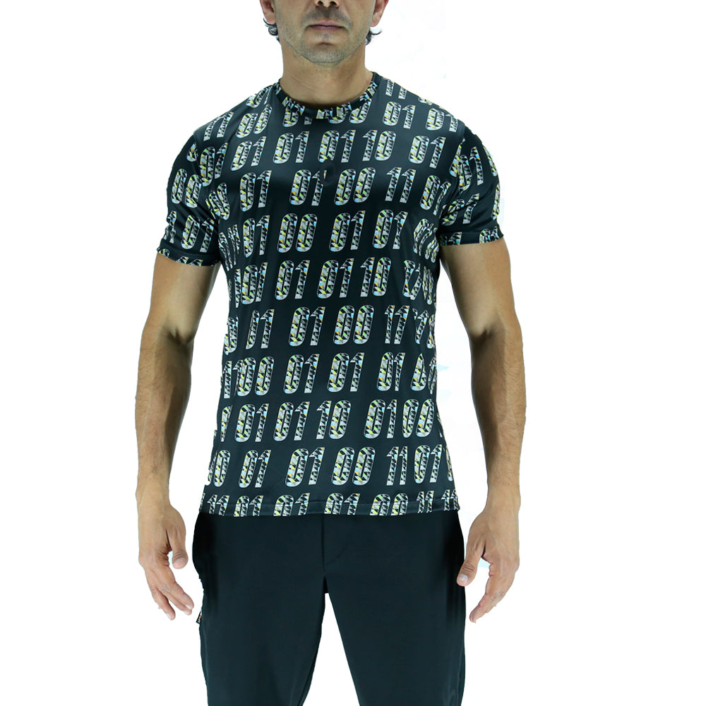 Playera Hombre Corte Clásico - Binario Negra Reciclada