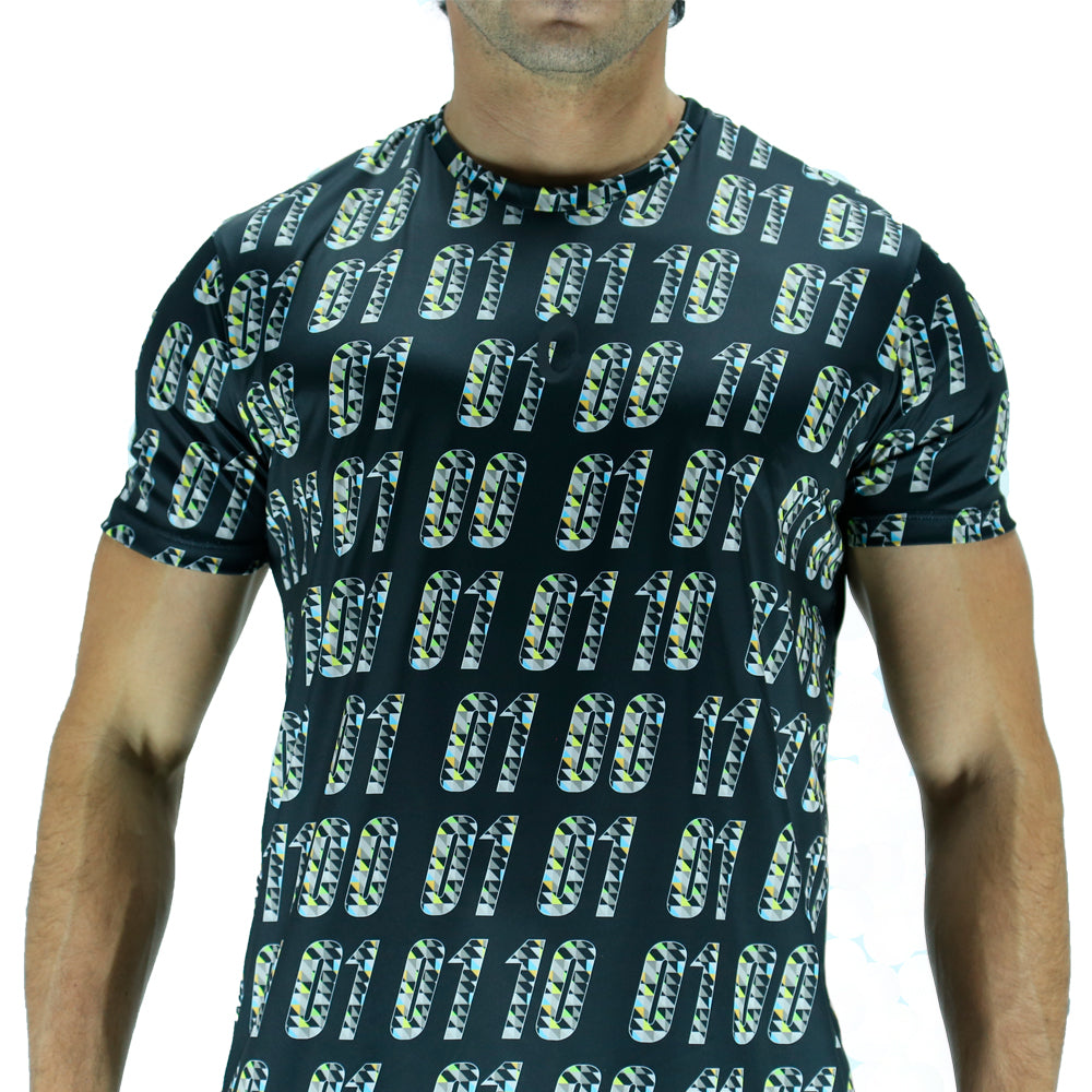 Playera Hombre Corte Clásico - Binario Negra Reciclada