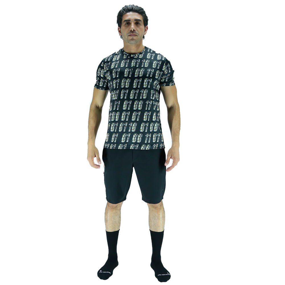 Playera Hombre Corte Clásico - Binario Negra Reciclada