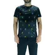 Playera Hombre Clasica Palmeras Colores Negra