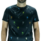 Playera Hombre Clasica Palmeras Colores Negra