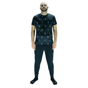 Playera Hombre Clasica Palmeras Colores Negra