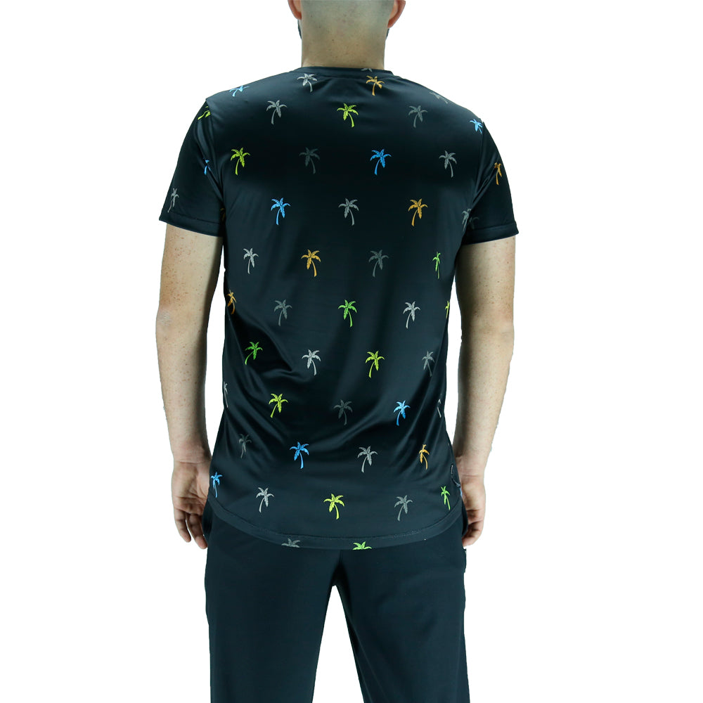 Playera Hombre Clasica Palmeras Colores Negra