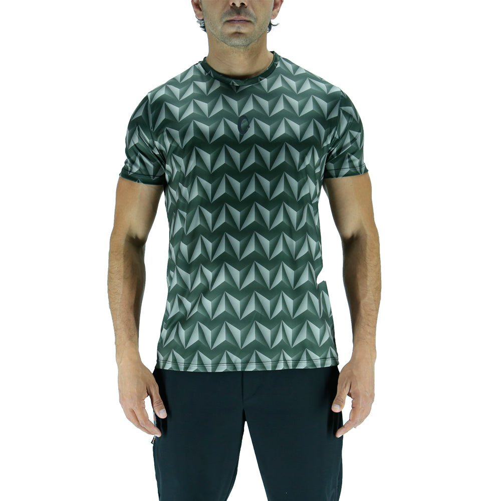 Playera Hombre Corte Clásico - Triangulos 3D Negra Reciclada