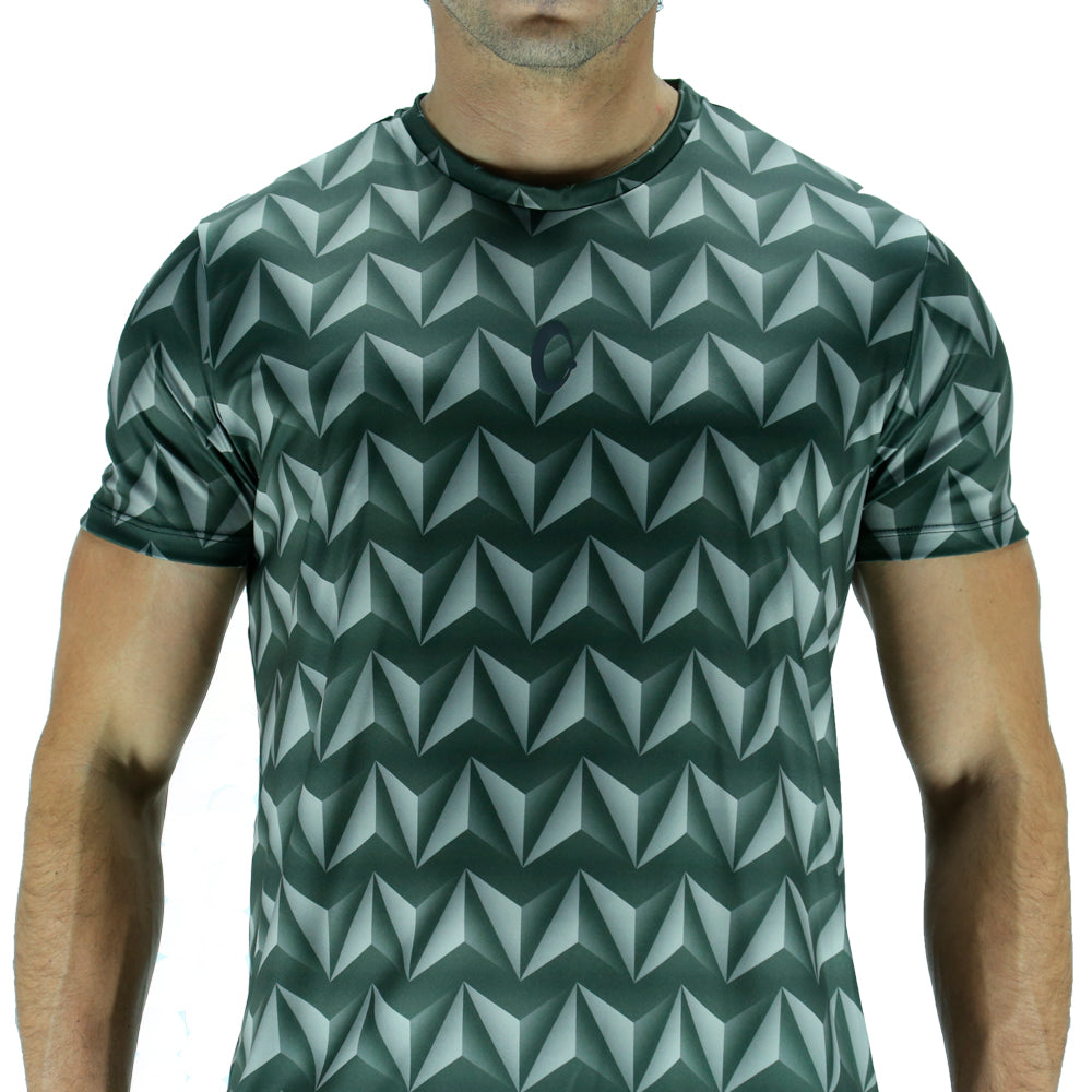 Playera Hombre Corte Clásico - Triangulos 3D Negra Reciclada