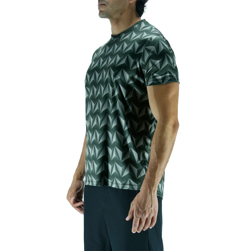 Playera Hombre Corte Clásico - Triangulos 3D Negra Reciclada
