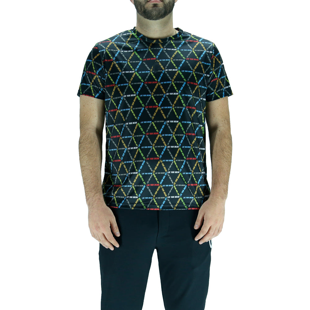 Playera Hombre Clasica Triangulos Live Your Dream Negra