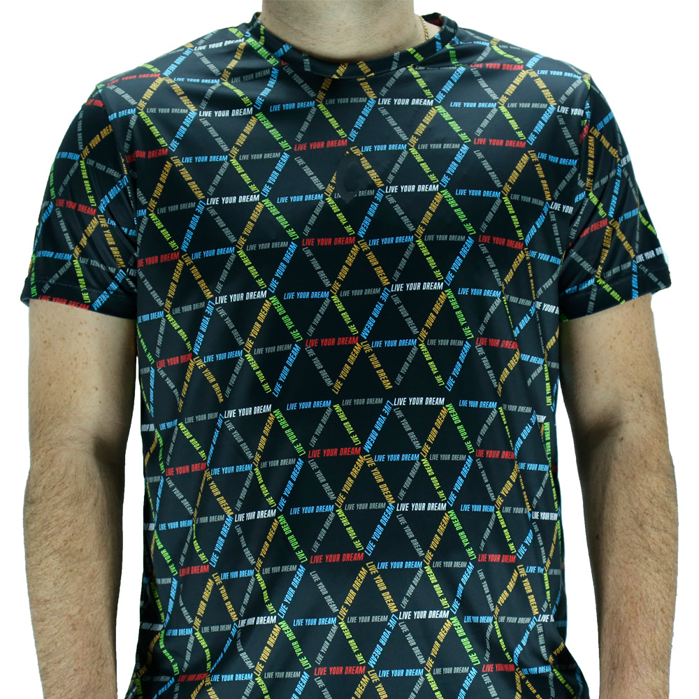 Playera Hombre Clasica Triangulos Live Your Dream Negra