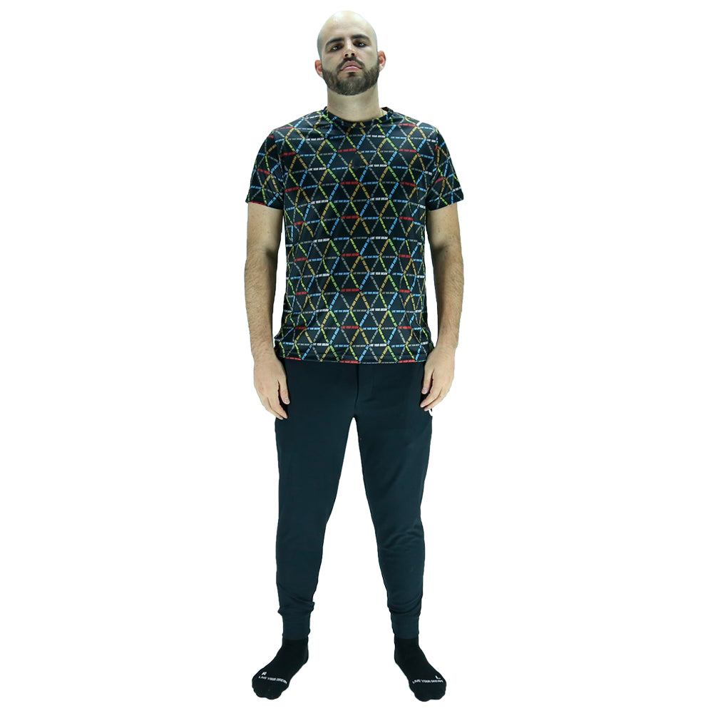 Playera Hombre Clasica Triangulos Live Your Dream Negra