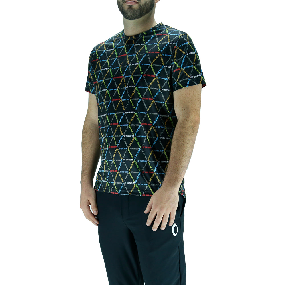 Playera Hombre Clasica Triangulos Live Your Dream Negra