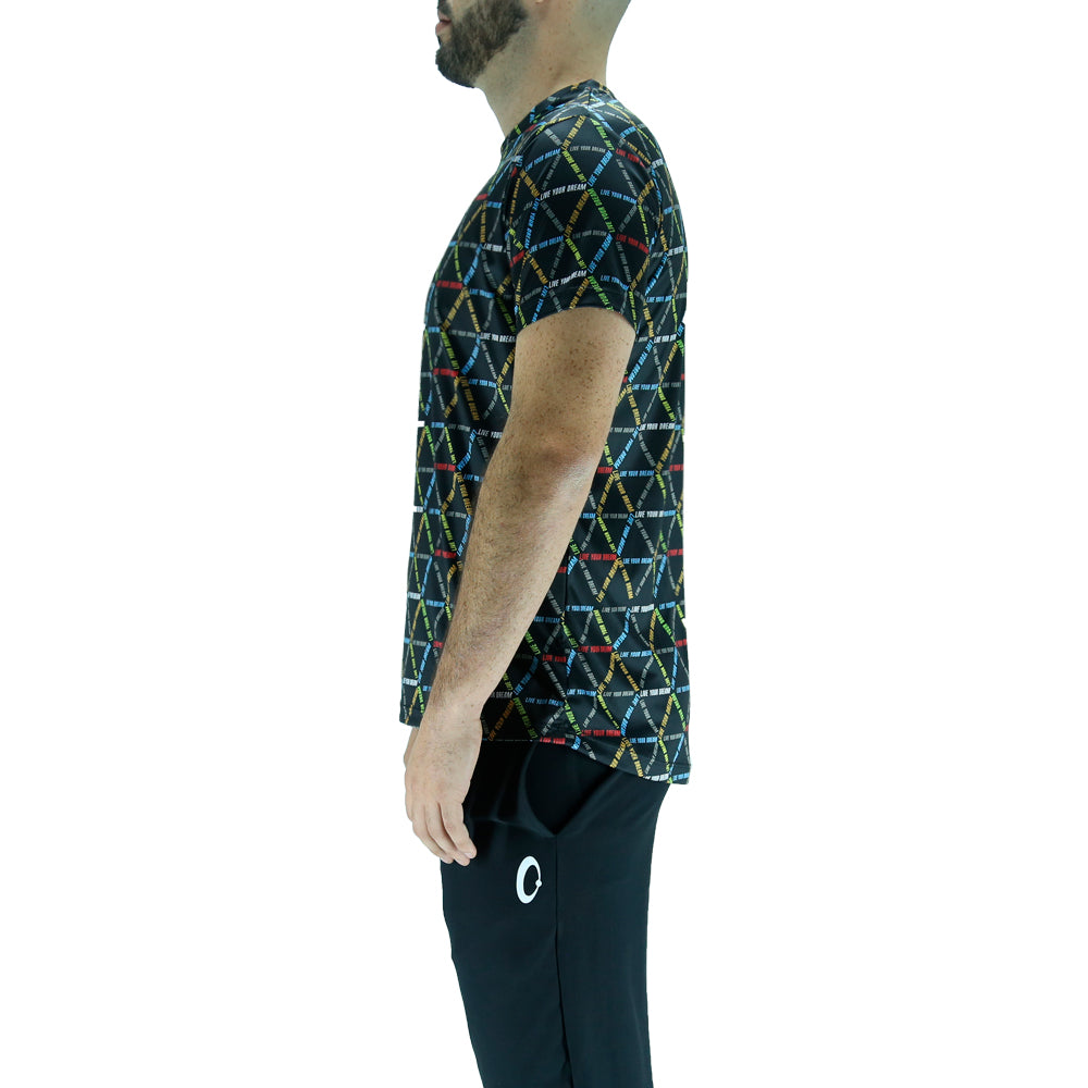 Playera Hombre Clasica Triangulos Live Your Dream Negra